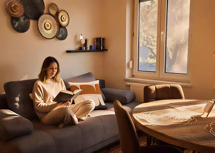 A - Parken, Stilvoll, Modern & Cozy Im Zentrum Von 아파트